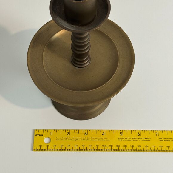 Vintage Large Brass Candle Stick Holder with Drip Tray 9.5 inches - Picture 7 of 7